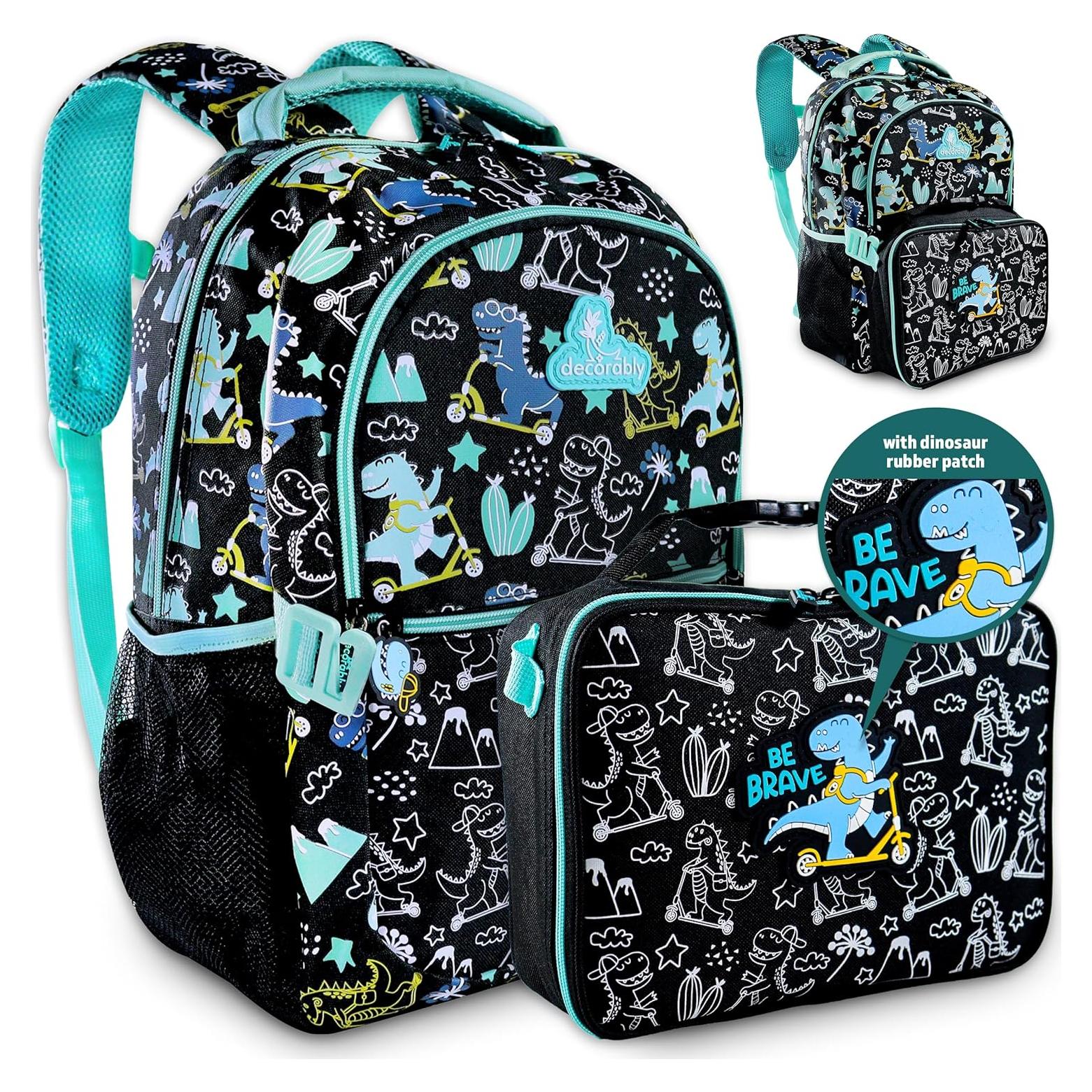 Mochila y caja de almuerzo Dinosaurio 2 piezas 30x42 cm