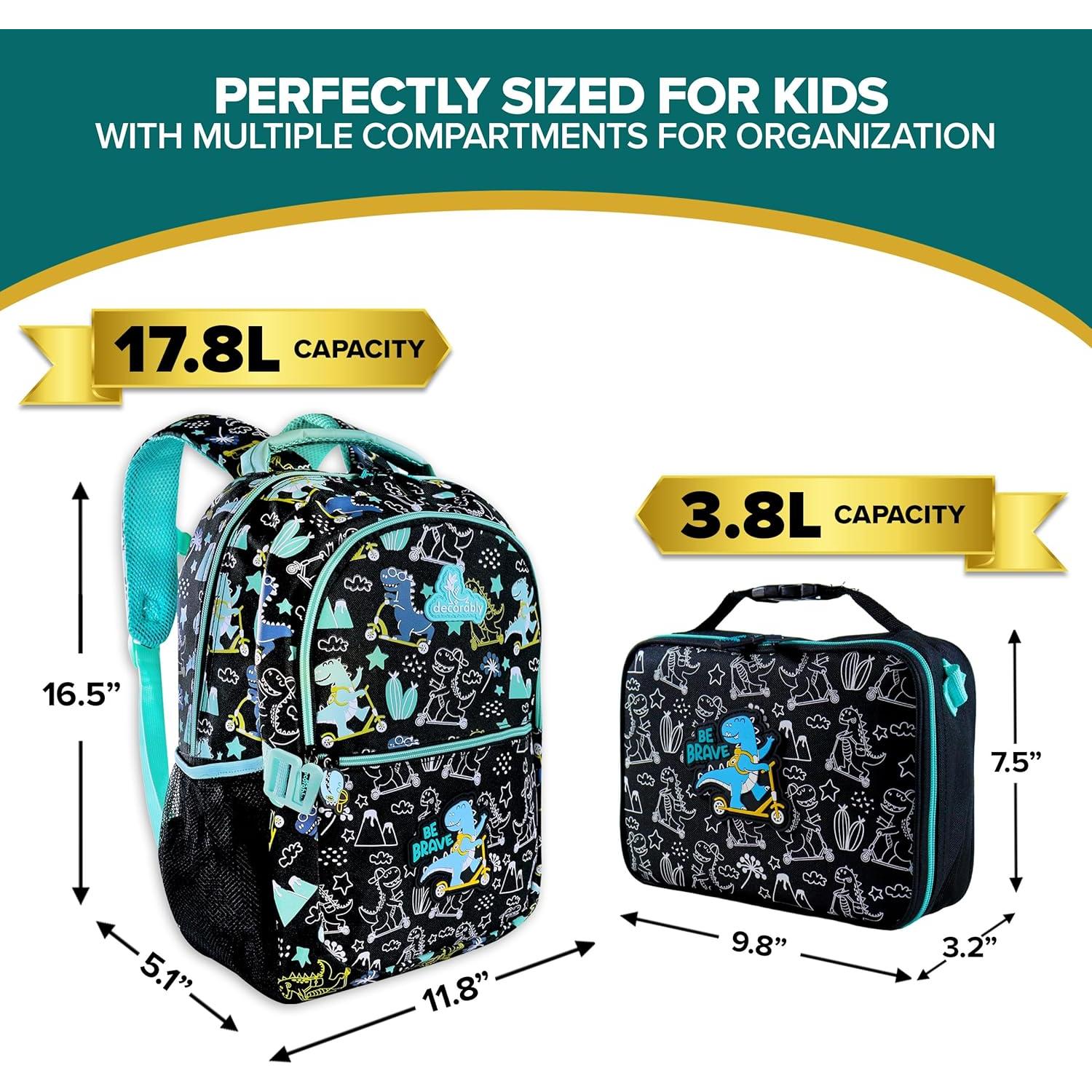 Mochila y caja de almuerzo Dinosaurio 2 piezas 30x42 cm