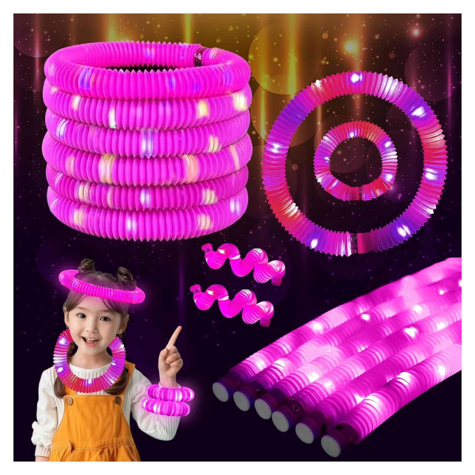 Tubos de Pop Iluminados Rosa 24 Piezas - Suministros de Fiesta