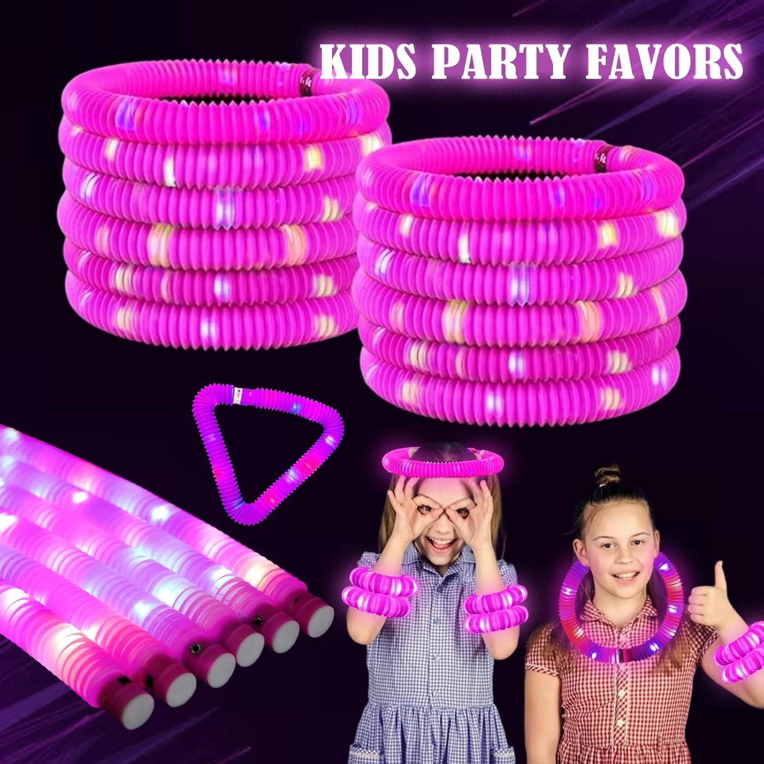 Tubos de Pop Iluminados Rosa 24 Piezas - Suministros de Fiesta