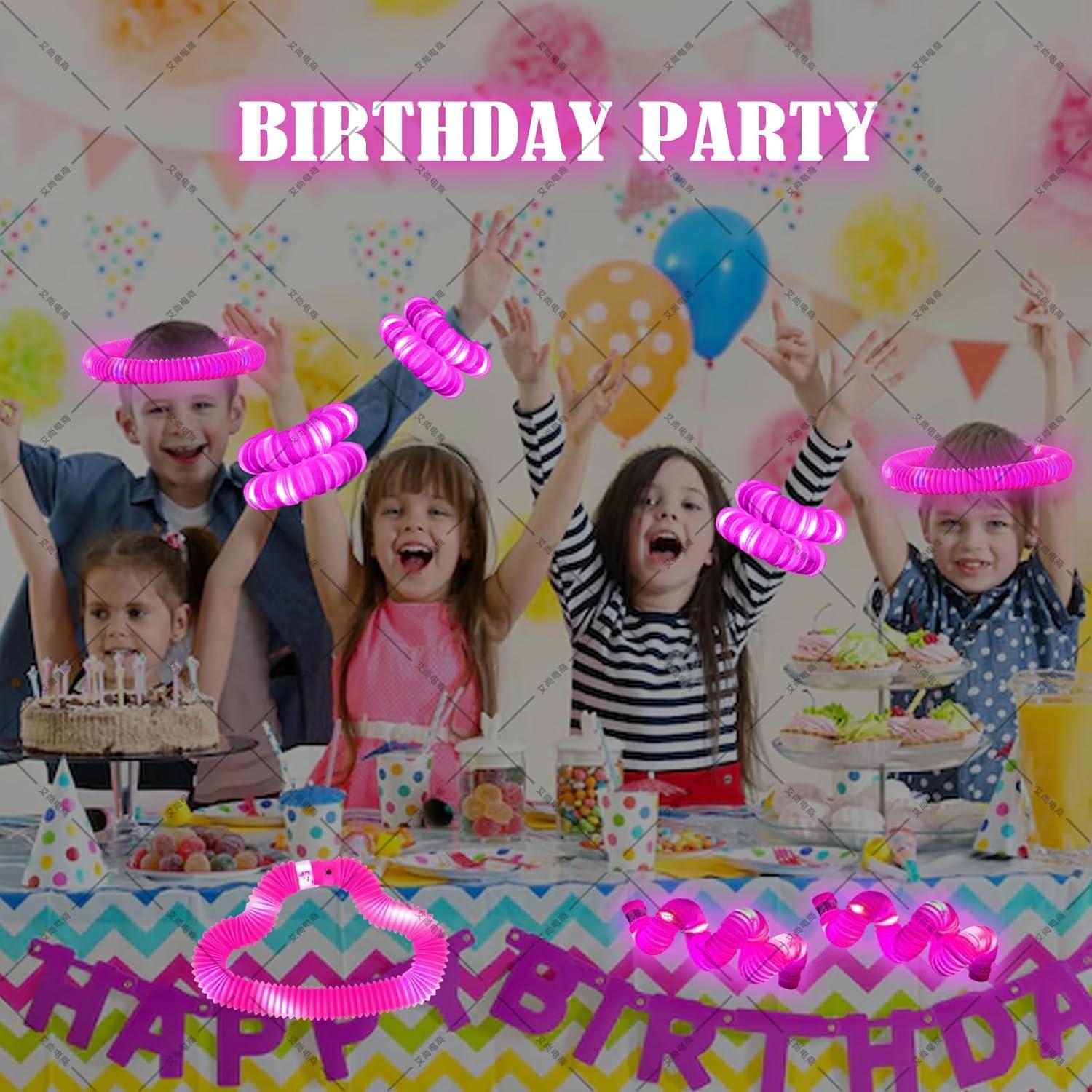 Tubos de Pop Iluminados Rosa 24 Piezas - Suministros de Fiesta