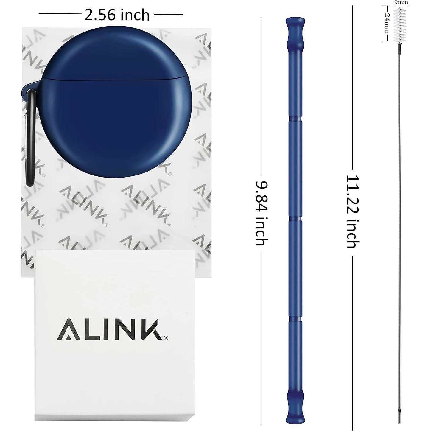 Pajitas de Silicona Reutilizables ALINK con Estuche Azul