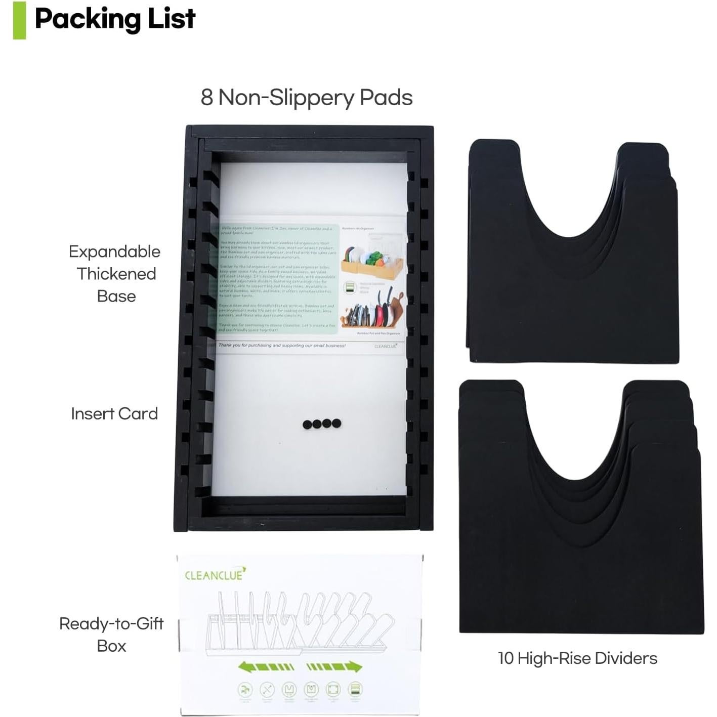 Bamboo Expandable Bakeware and Cutting Board Organizer, Adjustable Pot Lids Holder Rack, Cookie Sheet Baking Pan, Tray Organizer for Kitchen Storage (Black)