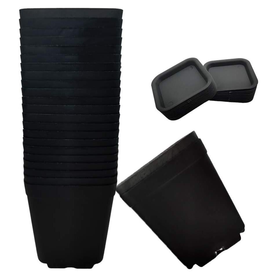 Paquete de 24 Macetas Negras Cuadradas OJYUDD 7x7x7.7cm