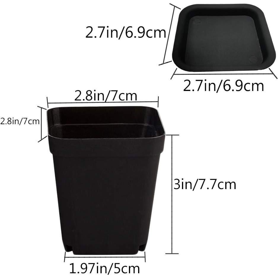 Paquete de 24 Macetas Negras Cuadradas OJYUDD 7x7x7.7cm