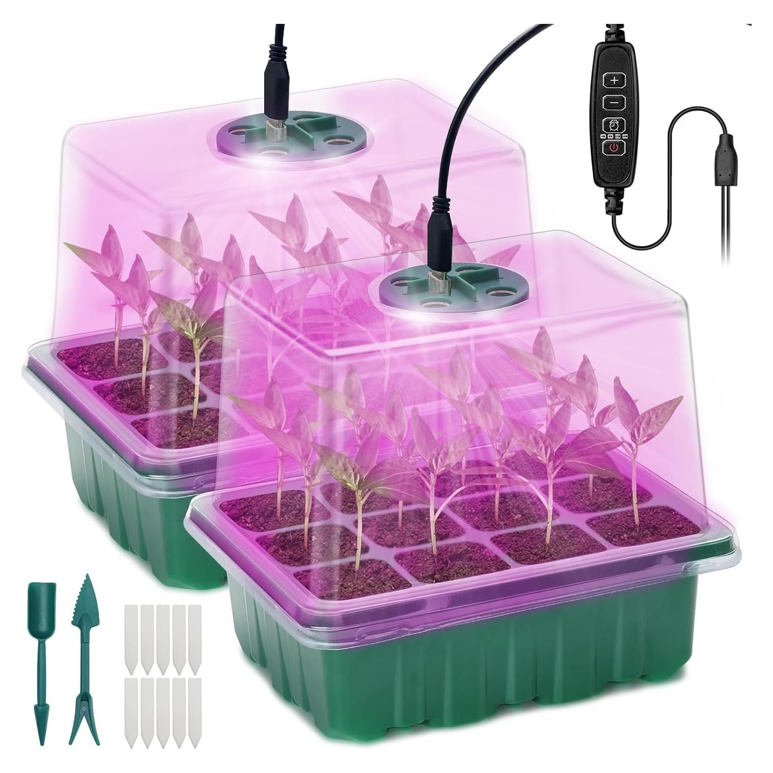 Kit de Inicio de Semillas Idealife 2 Piezas con Luz LED