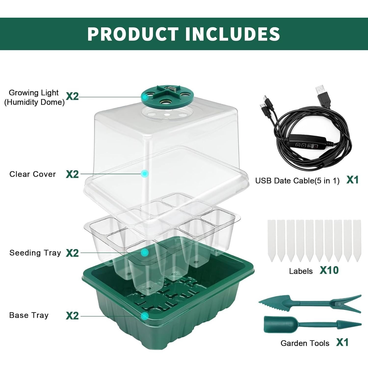 Kit de Inicio de Semillas Idealife 2 Piezas con Luz LED