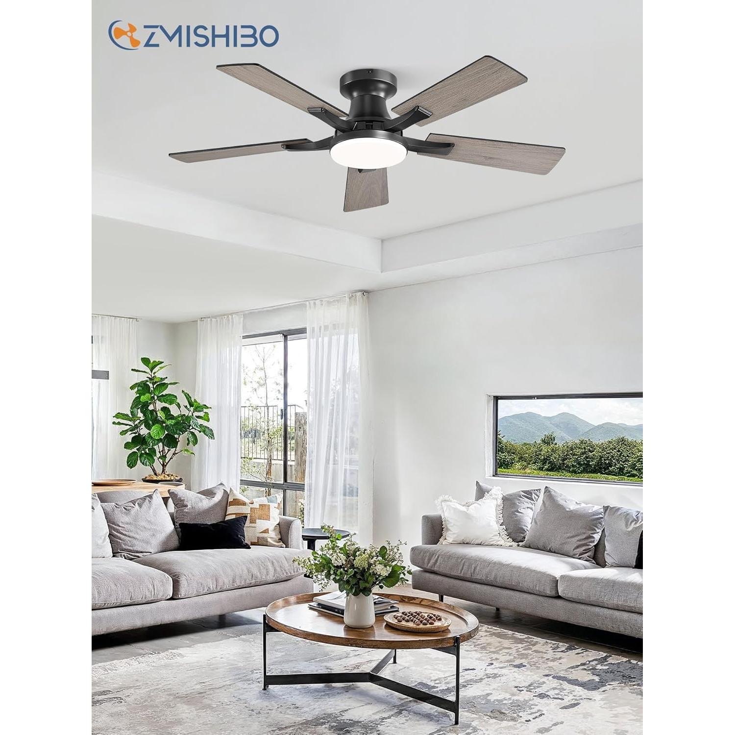 Ventilador de Techo ZMISHIBO 42" con Luz LED y Control Remoto