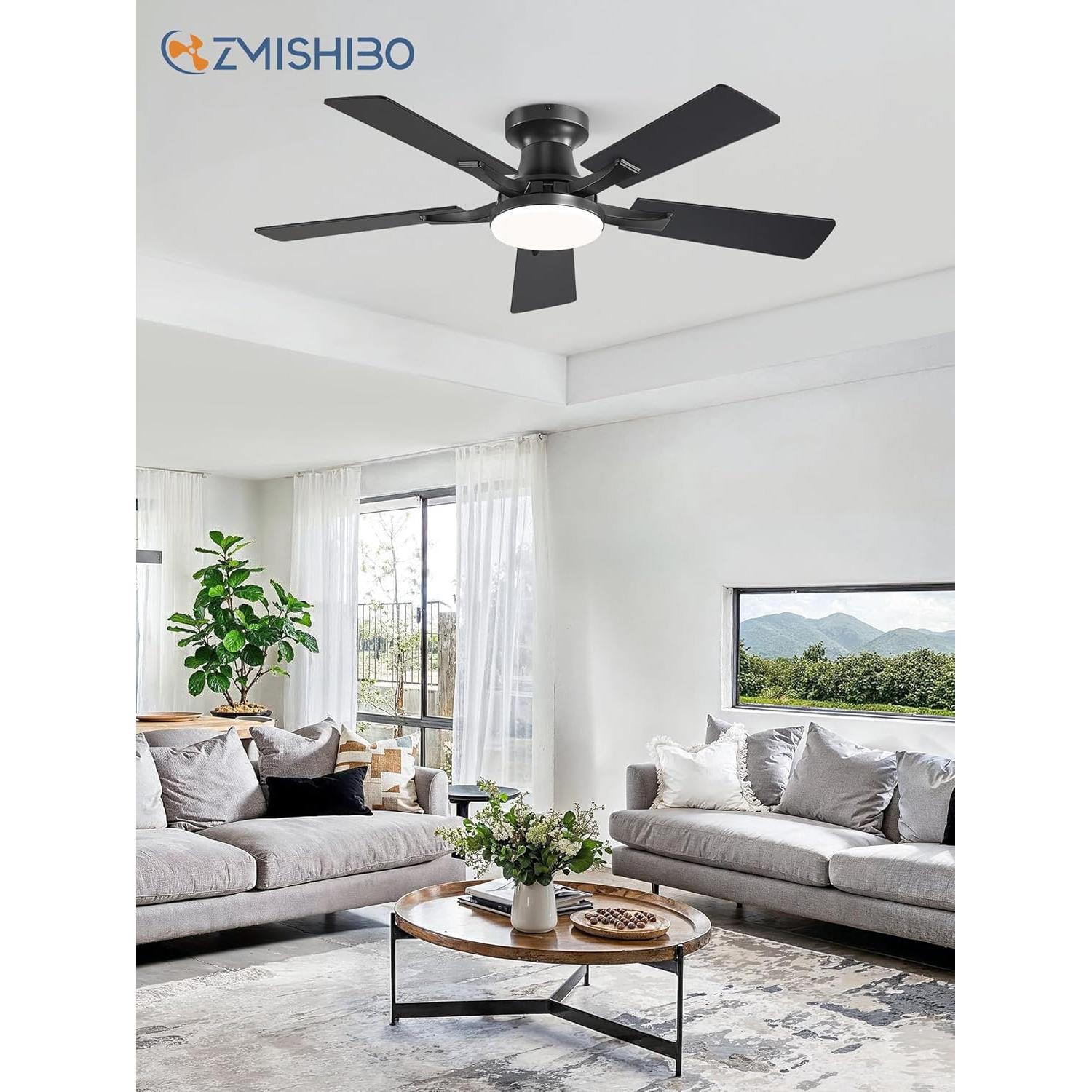 Ventilador de Techo ZMISHIBO 42" con Luz LED y Control Remoto