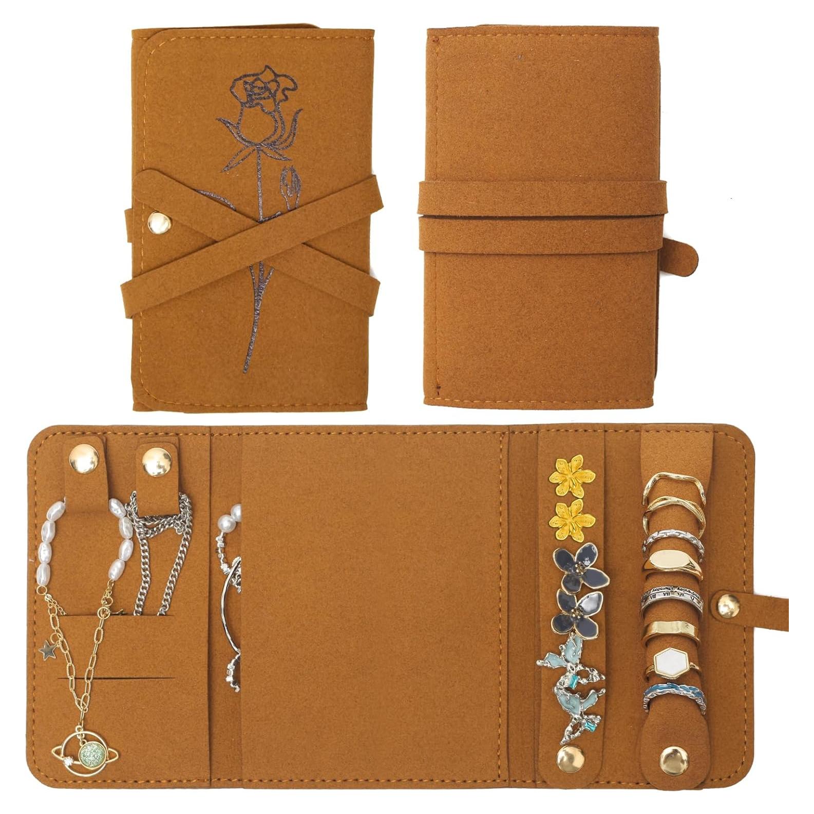 Organizador de Joyería de Viaje Matutinus en Cuero Marrón