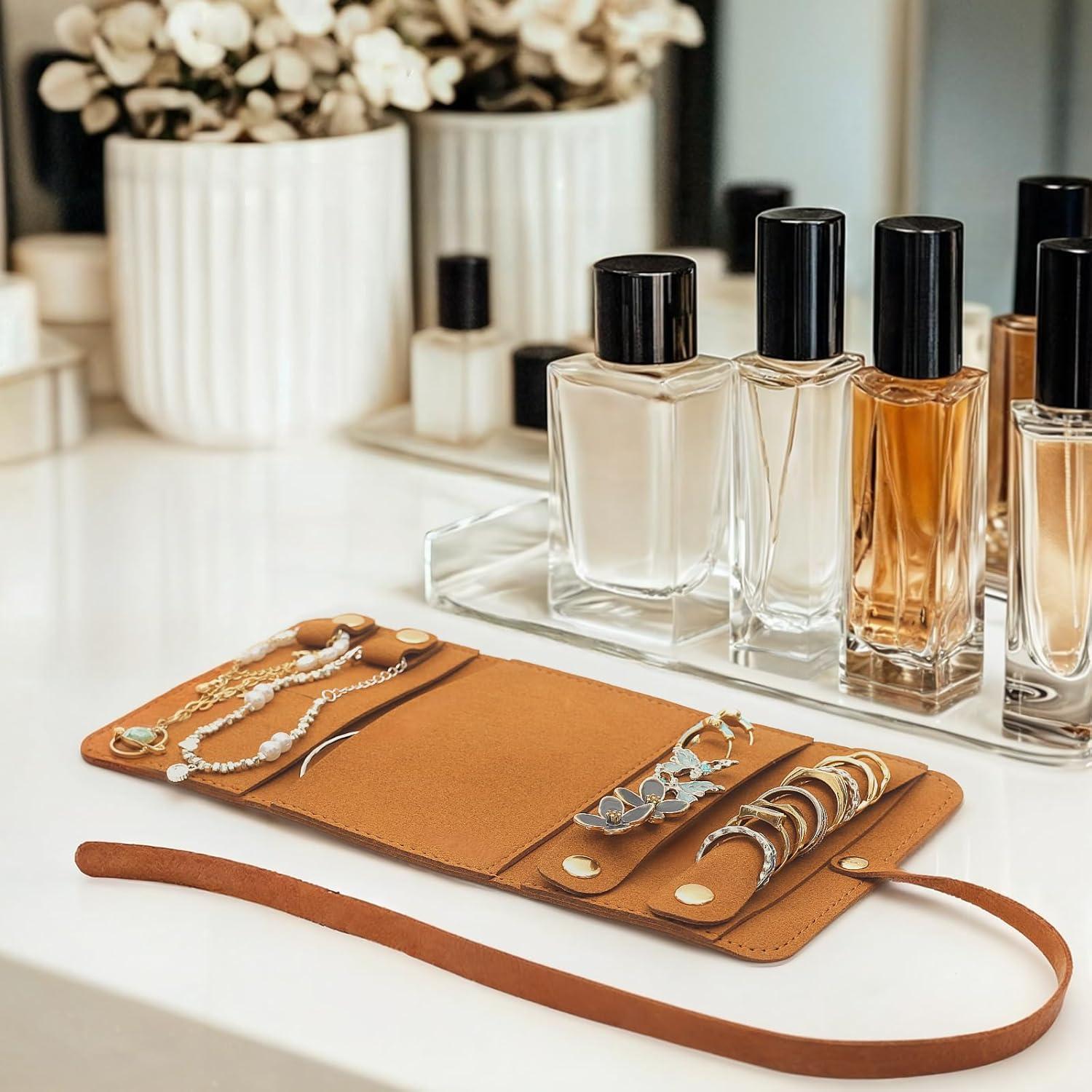 Organizador de Joyería de Viaje Matutinus en Cuero Marrón