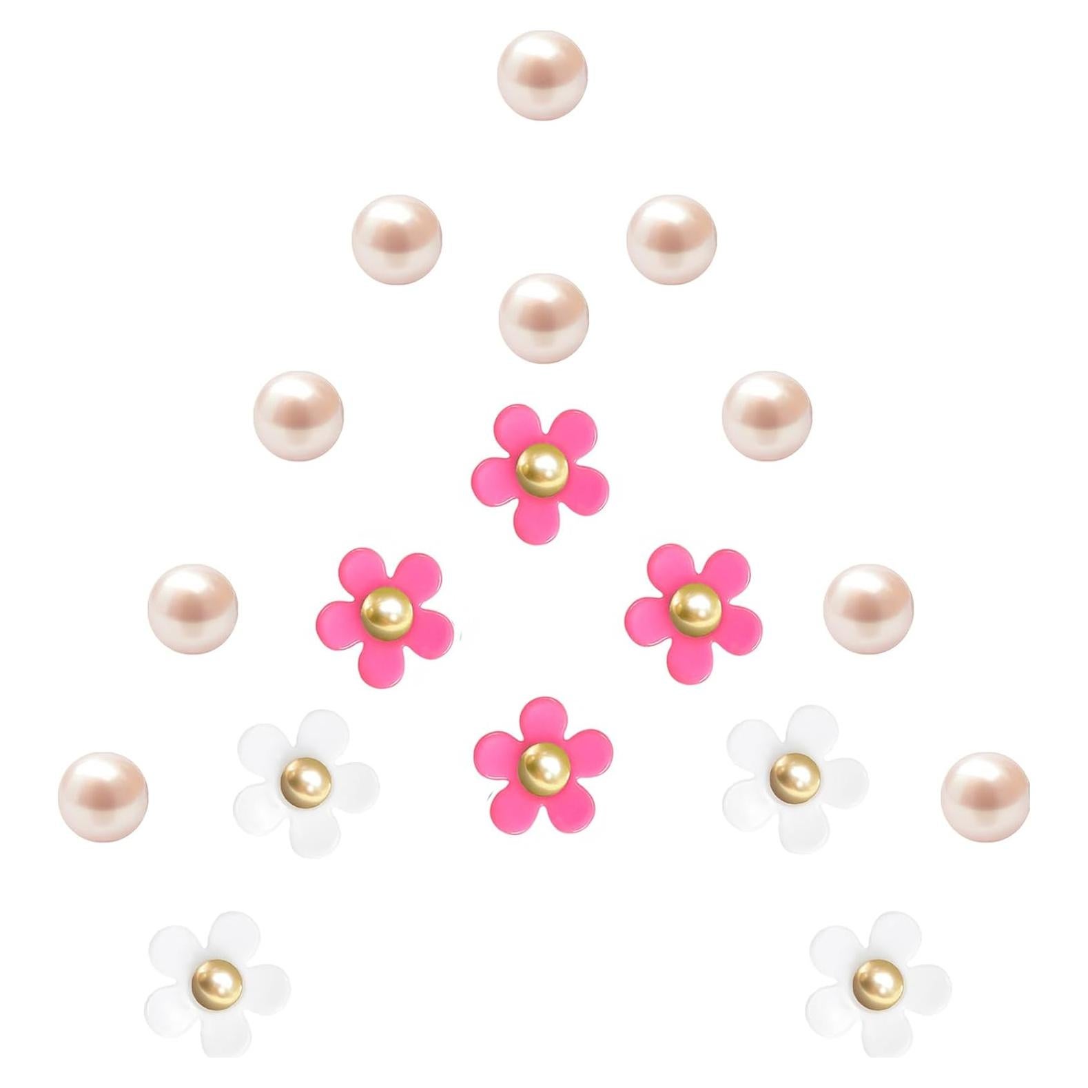 Set de Charms de Flores y Perlas para Zapatos - 18 Piezas