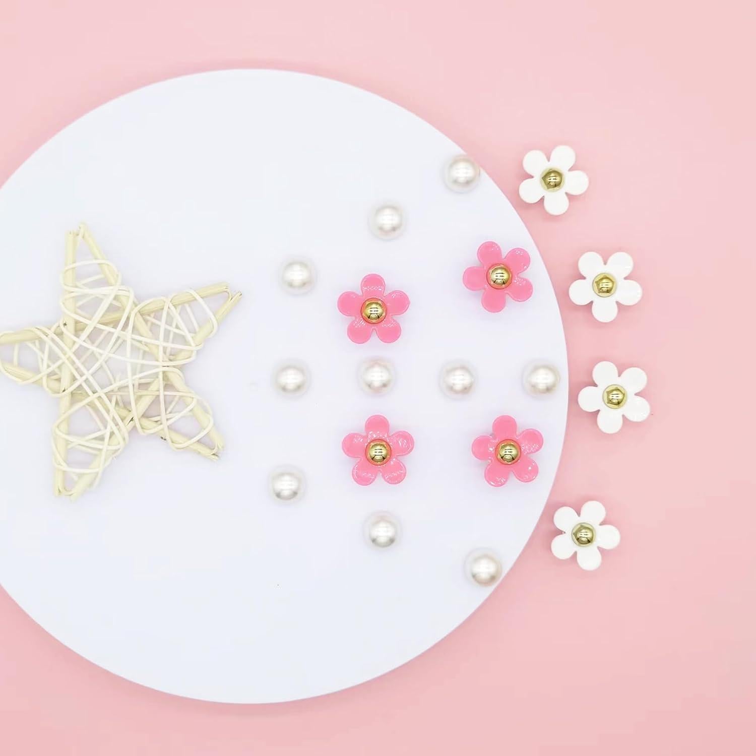 Set de Charms de Flores y Perlas para Zapatos - 18 Piezas