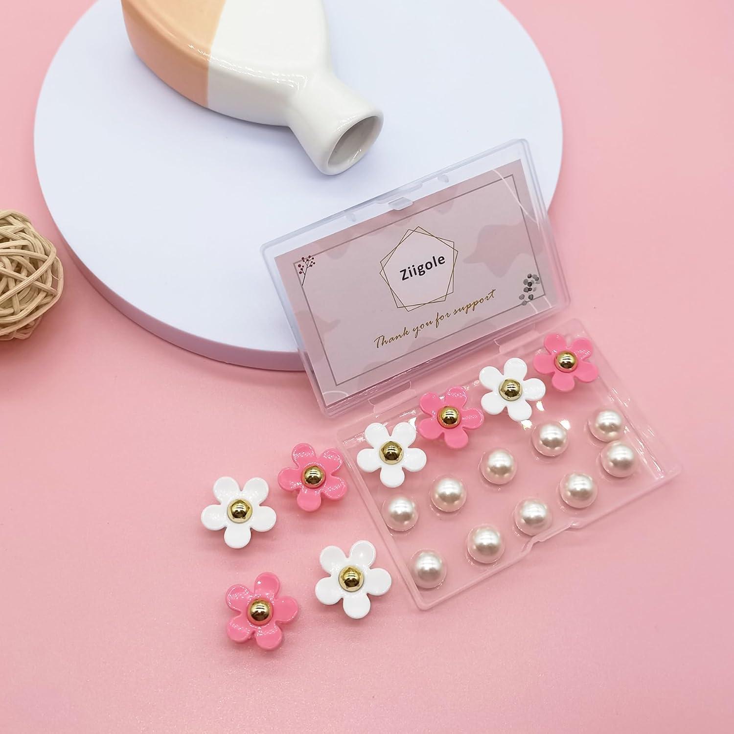 Set de Charms de Flores y Perlas para Zapatos - 18 Piezas