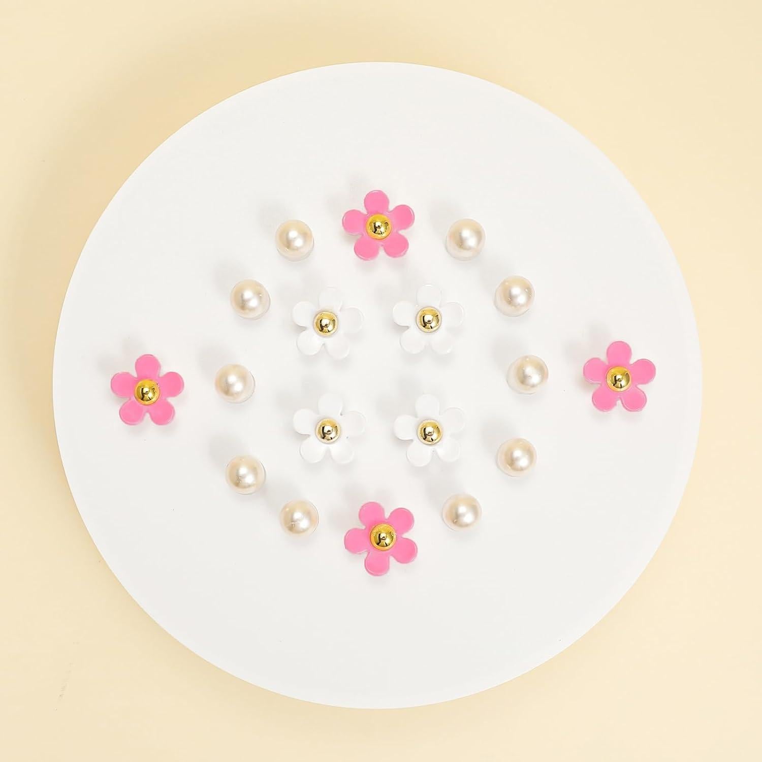 Set de Charms de Flores y Perlas para Zapatos - 18 Piezas