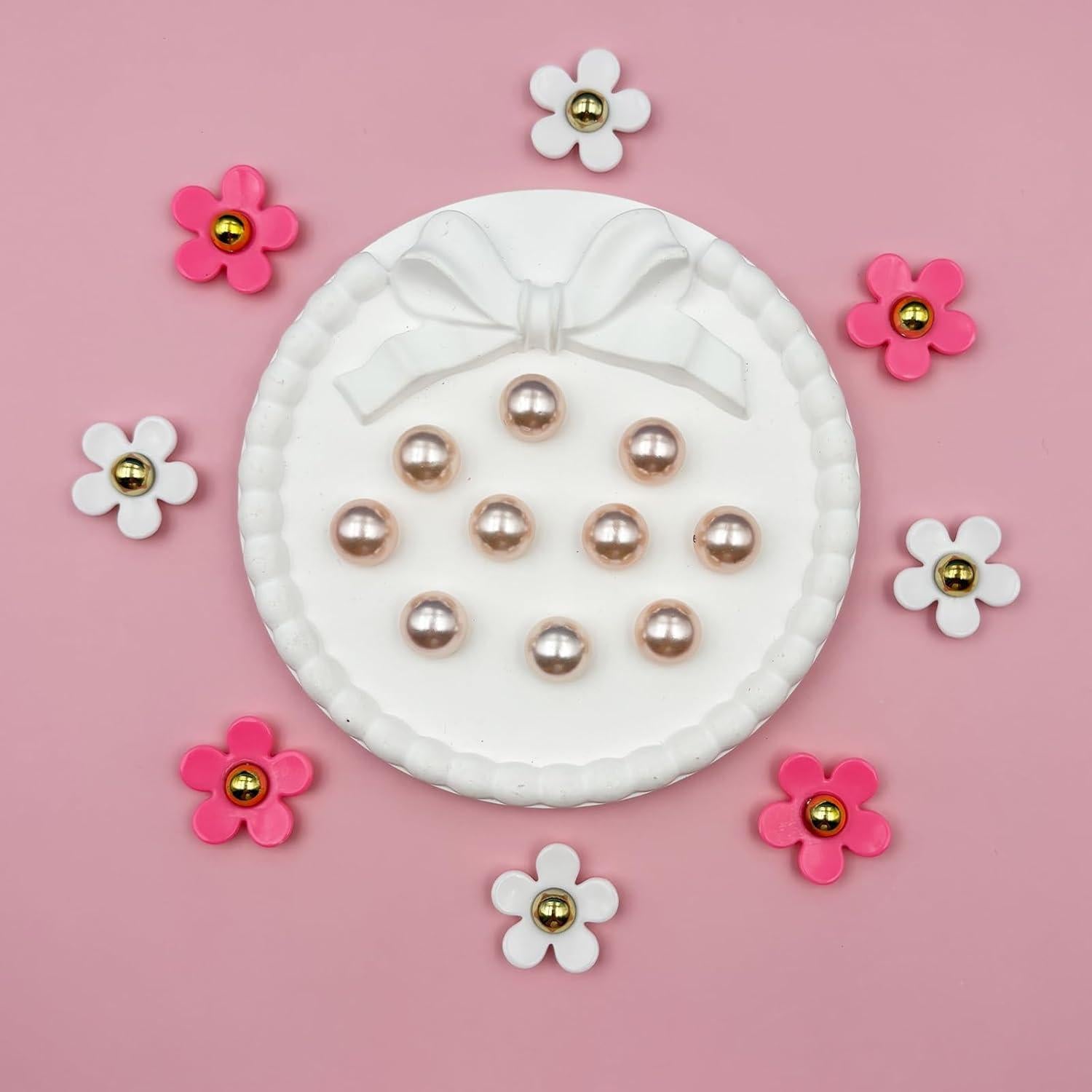 Set de Charms de Flores y Perlas para Zapatos - 18 Piezas