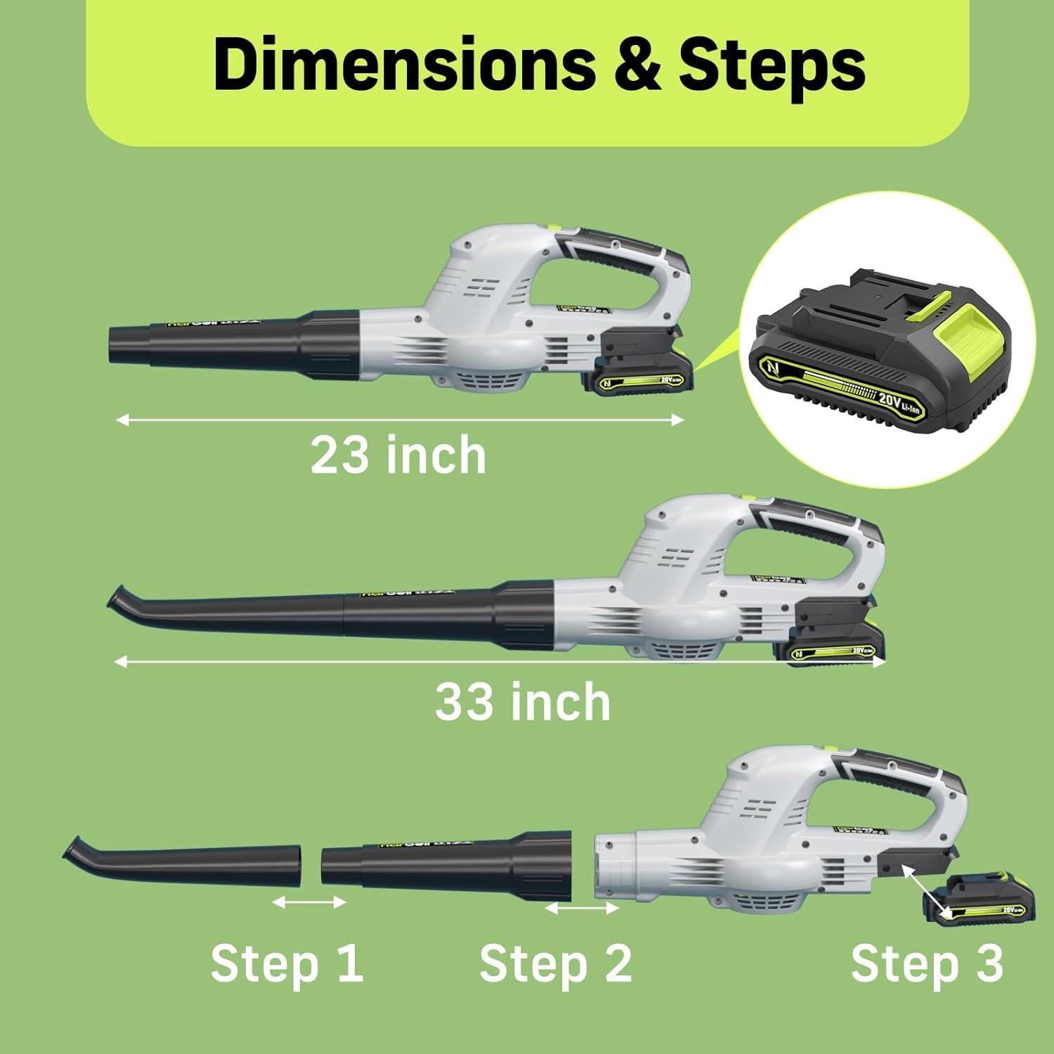 Soplador de Hojas Narbell NT30001 20V Inalámbrico 233 km/h