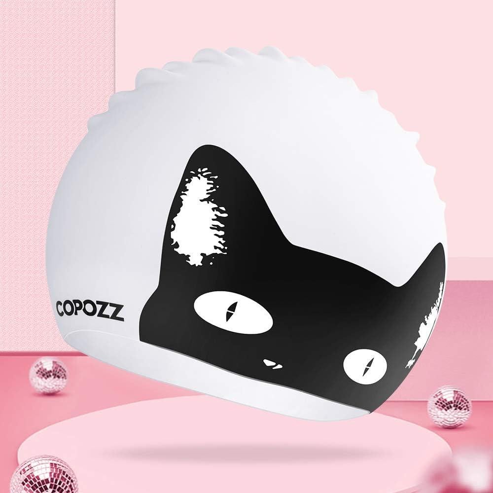 Gorra de Natación COPOZZ de Silicona para Adultos - Gato Negro