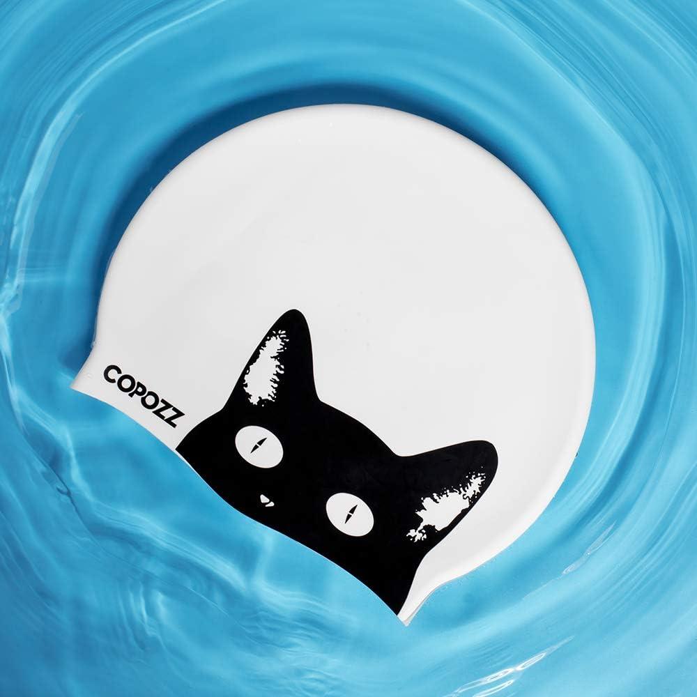 Gorra de Natación COPOZZ de Silicona para Adultos - Gato Negro