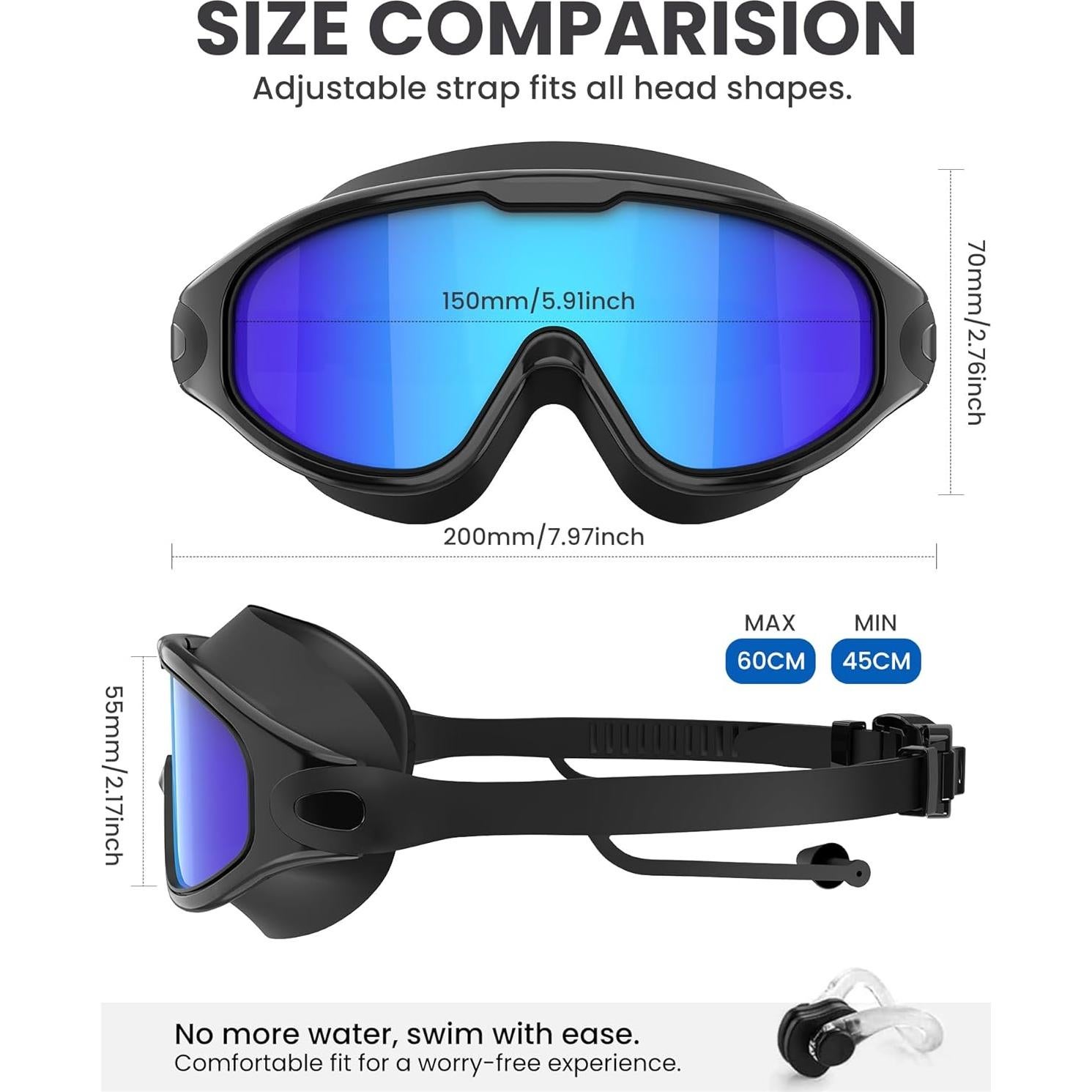 Gafas de natación NSSIW para adultos UV400, paquete de 3