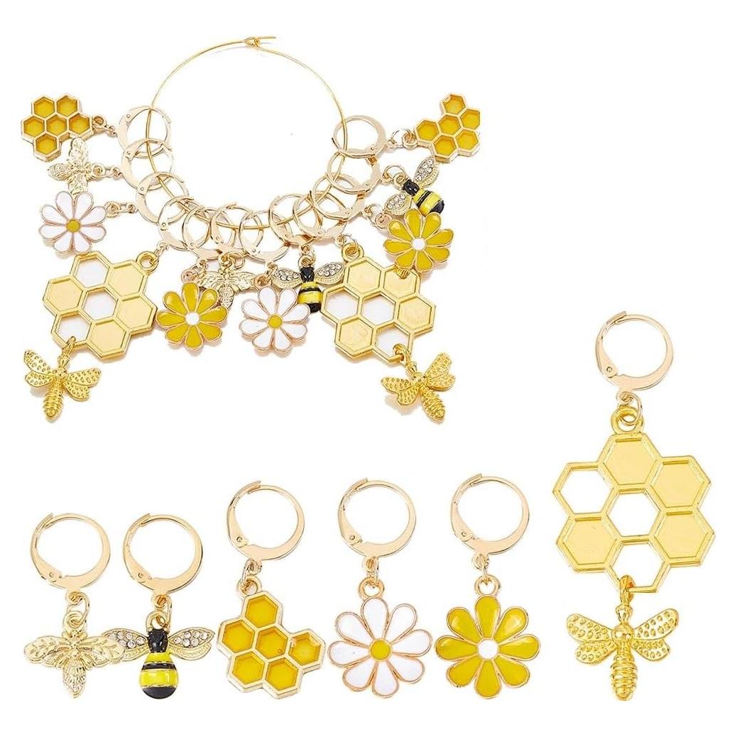 SUNNYCLUE 12 Marcadores de Puntos de Tejido con Encantos