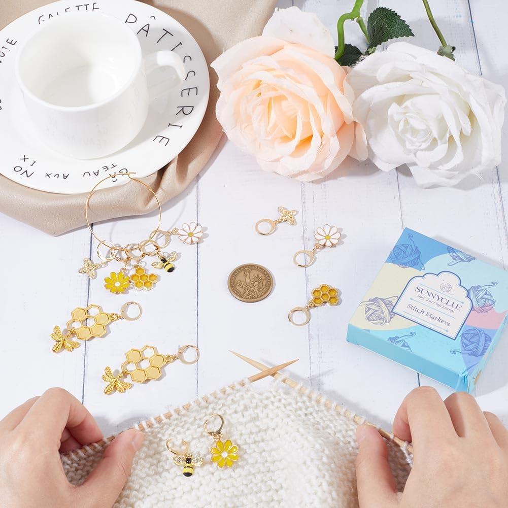 SUNNYCLUE 12 Marcadores de Puntos de Tejido con Encantos