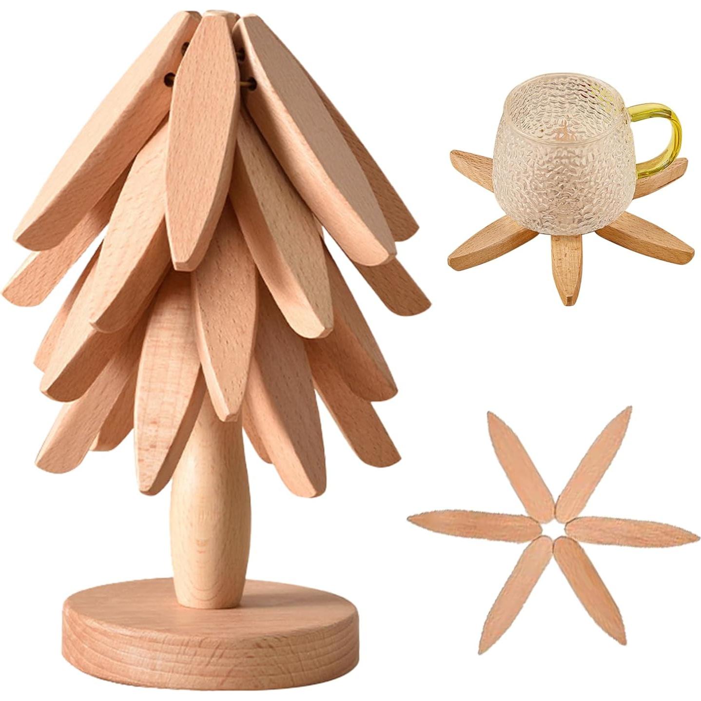 Juego de Trivetes de Madera de Haya QIYLQE - 4 Piezas