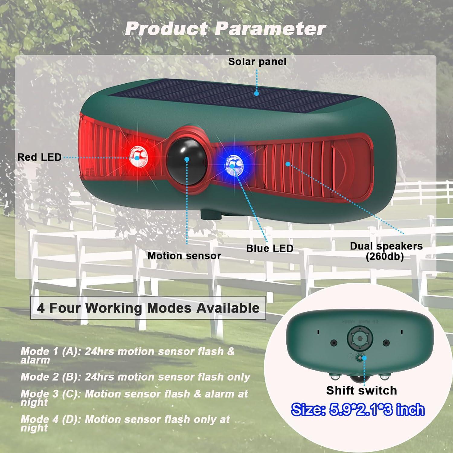 Alarma Solar de Movimiento Anizoowu 130dB con Luz Estroboscópica