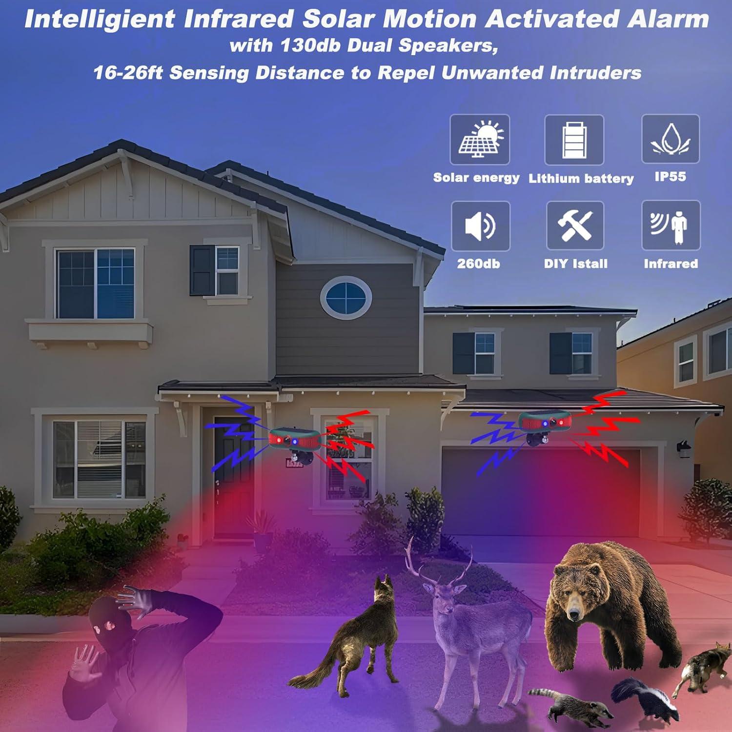 Alarma Solar de Movimiento Anizoowu 130dB con Luz Estroboscópica