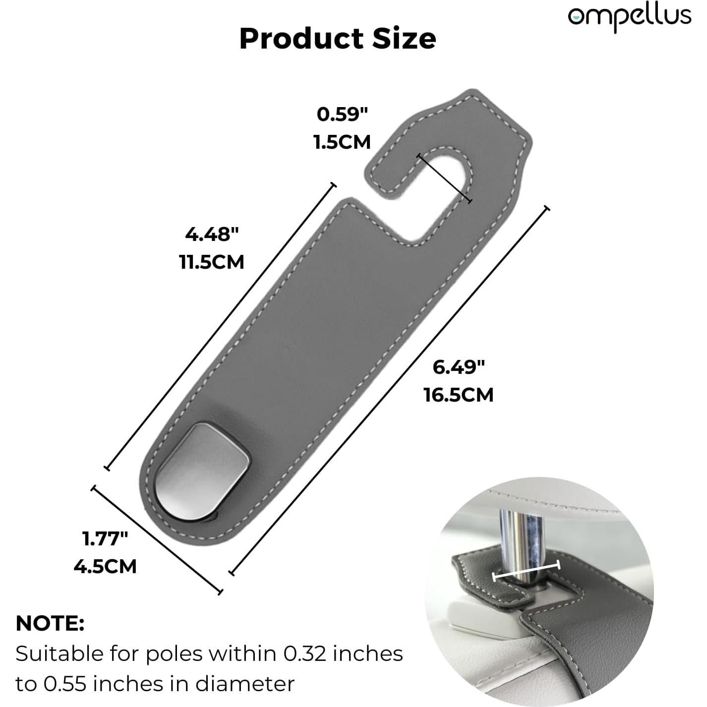 Gancho para Reposacabezas de Coche Ompellus OP-BGT3 - 2 Piezas Gris