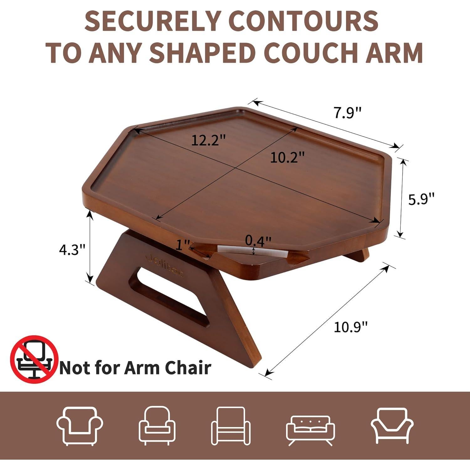 Mesa Lateral para Brazo de Sofá Jolitac - Madera Marrón 27.7x20.1cm