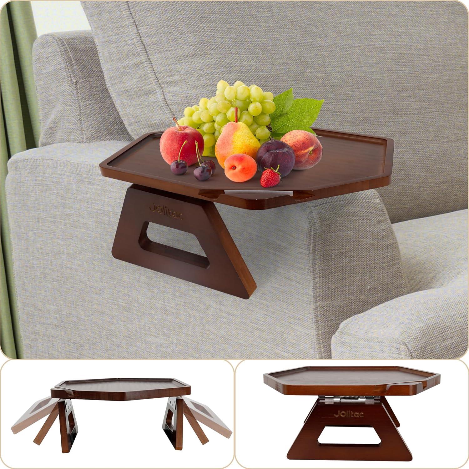 Mesa Lateral para Brazo de Sofá Jolitac - Madera Marrón 27.7x20.1cm