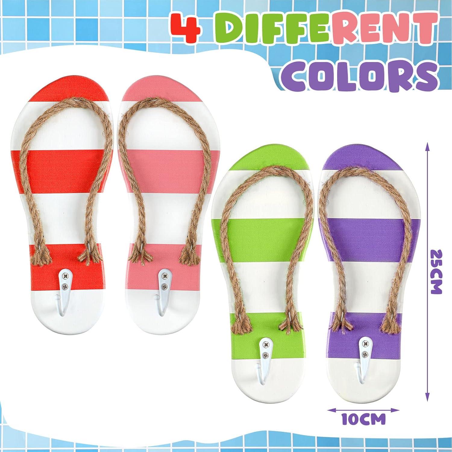 Ganchos de Pared Sintuff 4 Pcs Chancleta Madera Decorativos