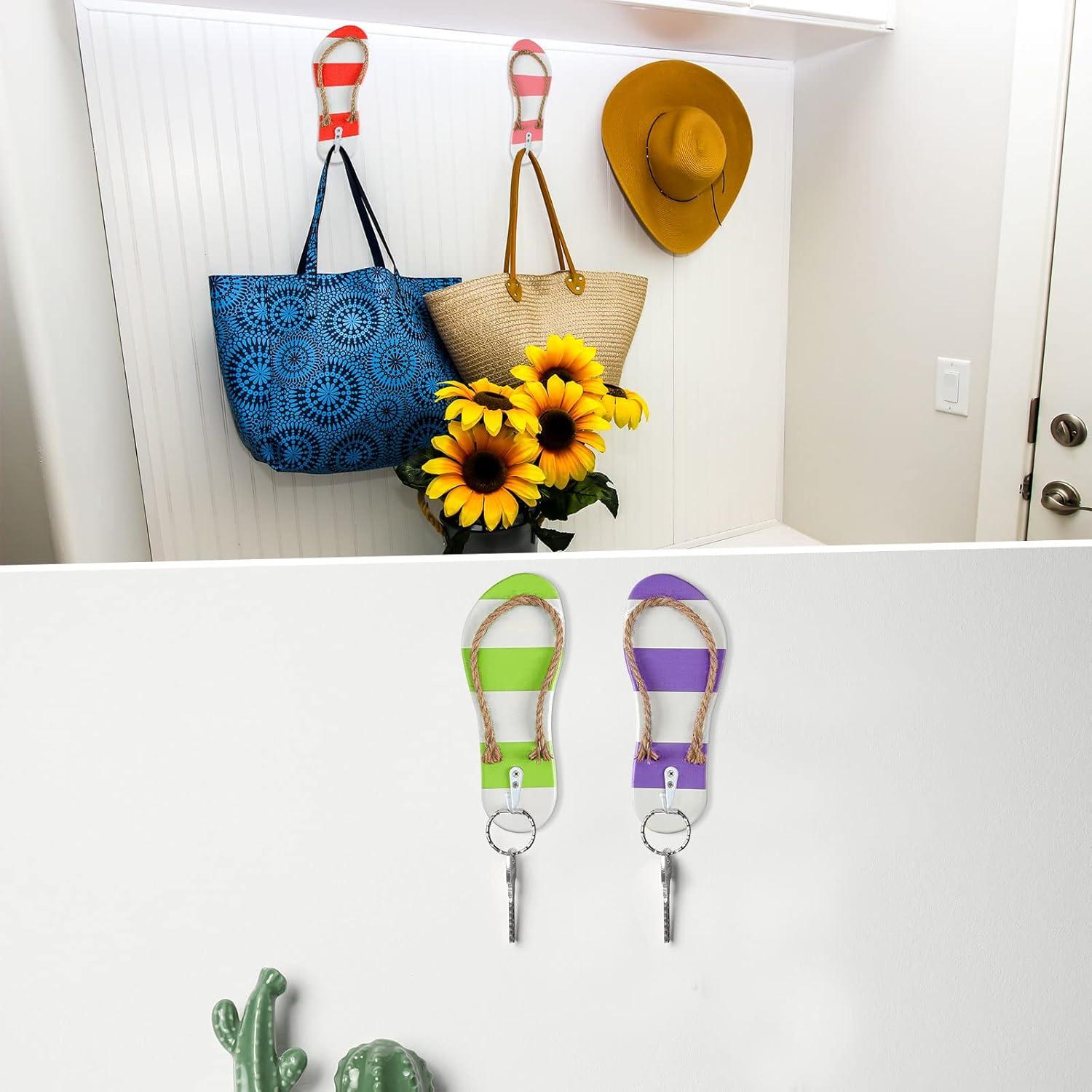 Ganchos de Pared Sintuff 4 Pcs Chancleta Madera Decorativos