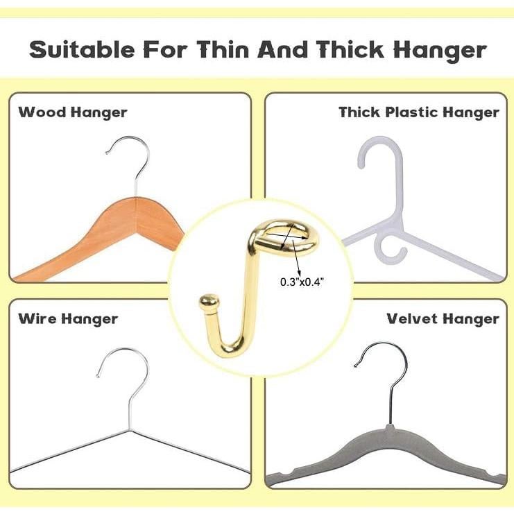 Perchas de Metal Dorado Koobay - Paquete de 36 Ganchos Organizadores