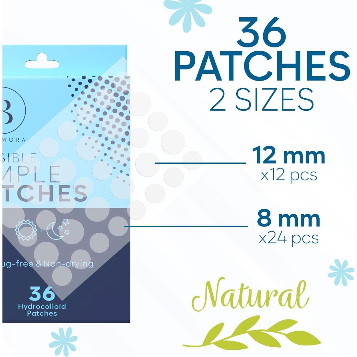Invisible Pimple Patches for Face (36 Count), Zit Patches for Blemishes, Hydrocolloid Bandages, Zit Stickers for Face - S/L Sizes