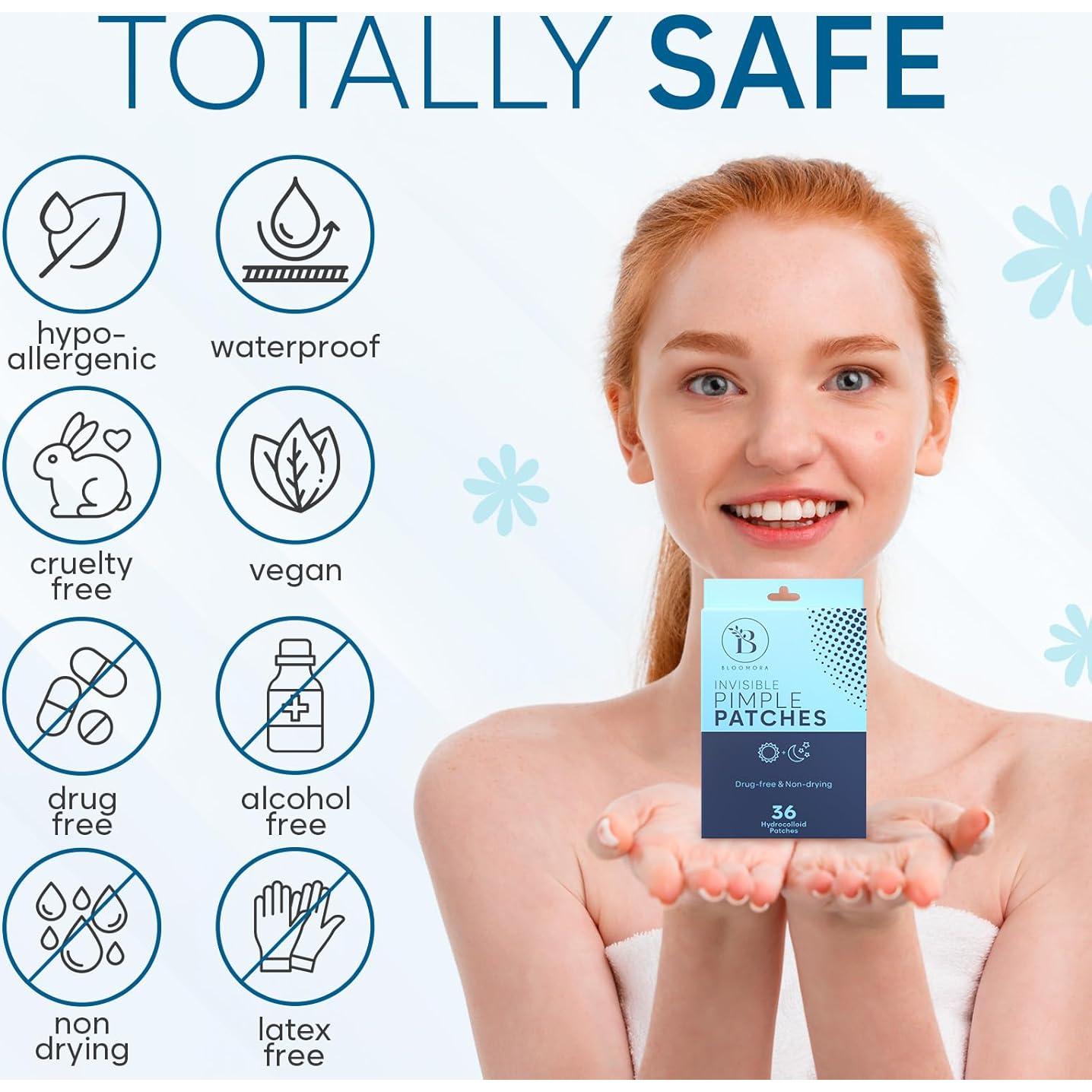 Invisible Pimple Patches for Face (36 Count), Zit Patches for Blemishes, Hydrocolloid Bandages, Zit Stickers for Face - S/L Sizes