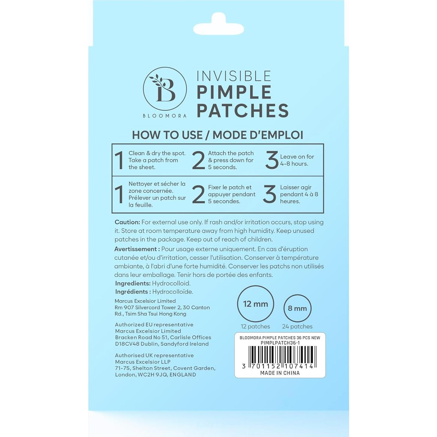 Invisible Pimple Patches for Face (36 Count), Zit Patches for Blemishes, Hydrocolloid Bandages, Zit Stickers for Face - S/L Sizes