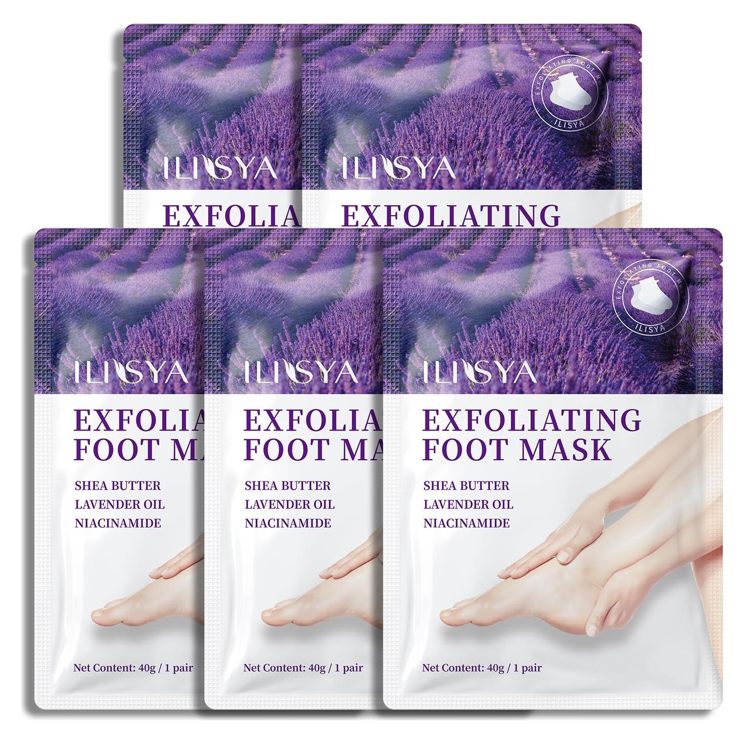 Mascarilla Exfoliante para Pies ILISYA - 5 Calcetines Lavanda