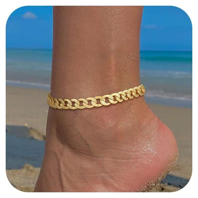 Pulsera de Tobillo de Oro 14K Funsanny Hipoalergénica Impermeable