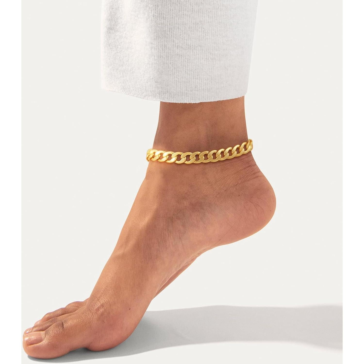 Pulsera de Tobillo de Oro 14K Funsanny Hipoalergénica Impermeable