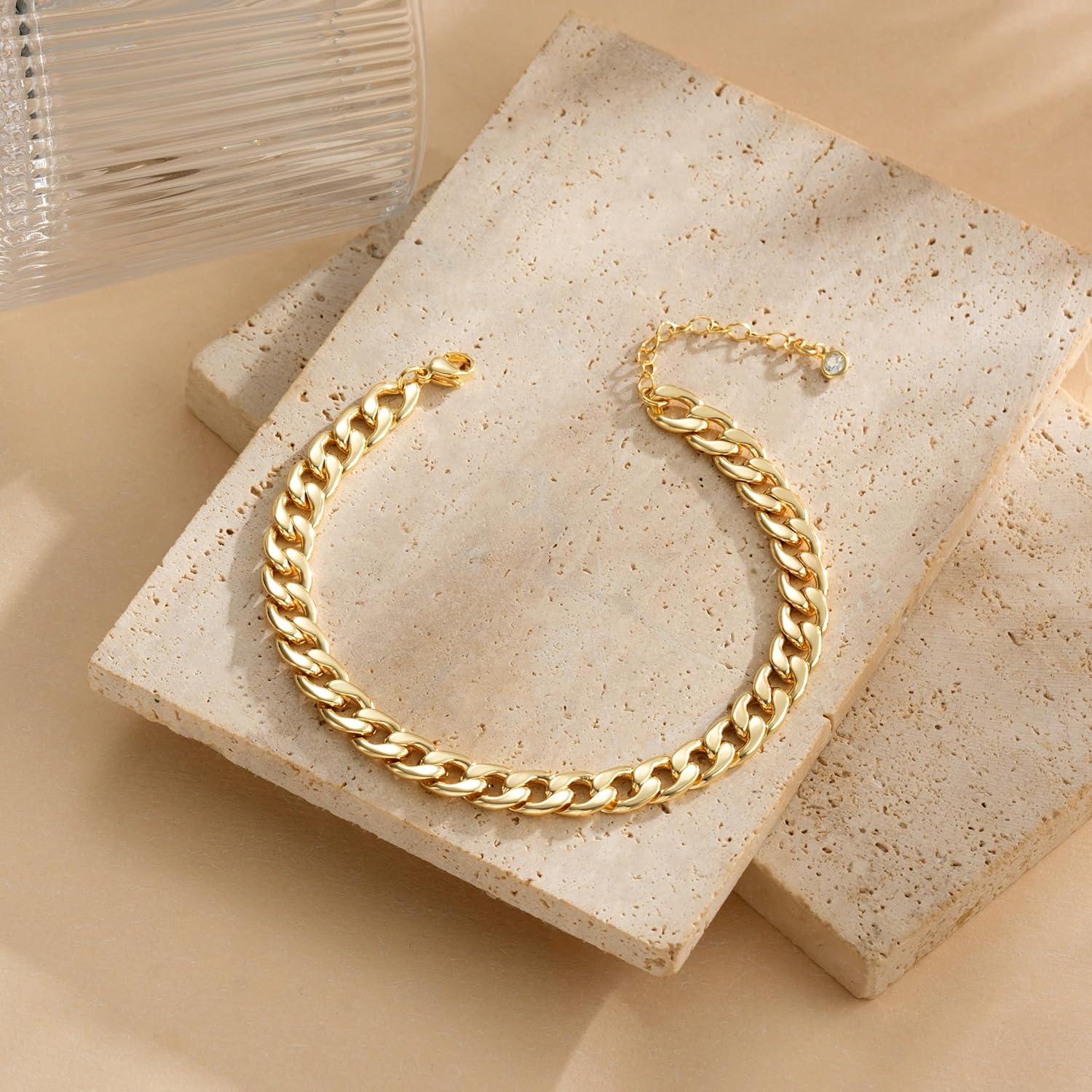 Pulsera de Tobillo de Oro 14K Funsanny Hipoalergénica Impermeable