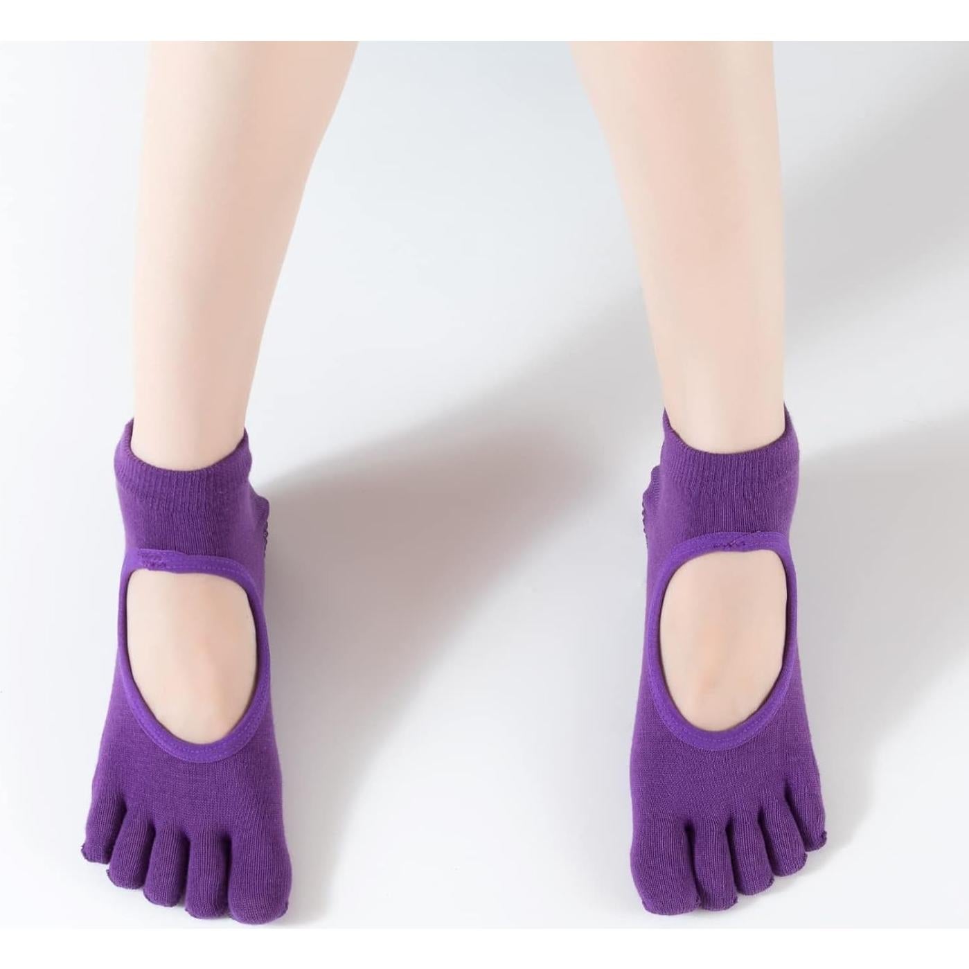 Calcetines de Yoga Antideslizantes para Mujeres - Sin Dedos, Negro