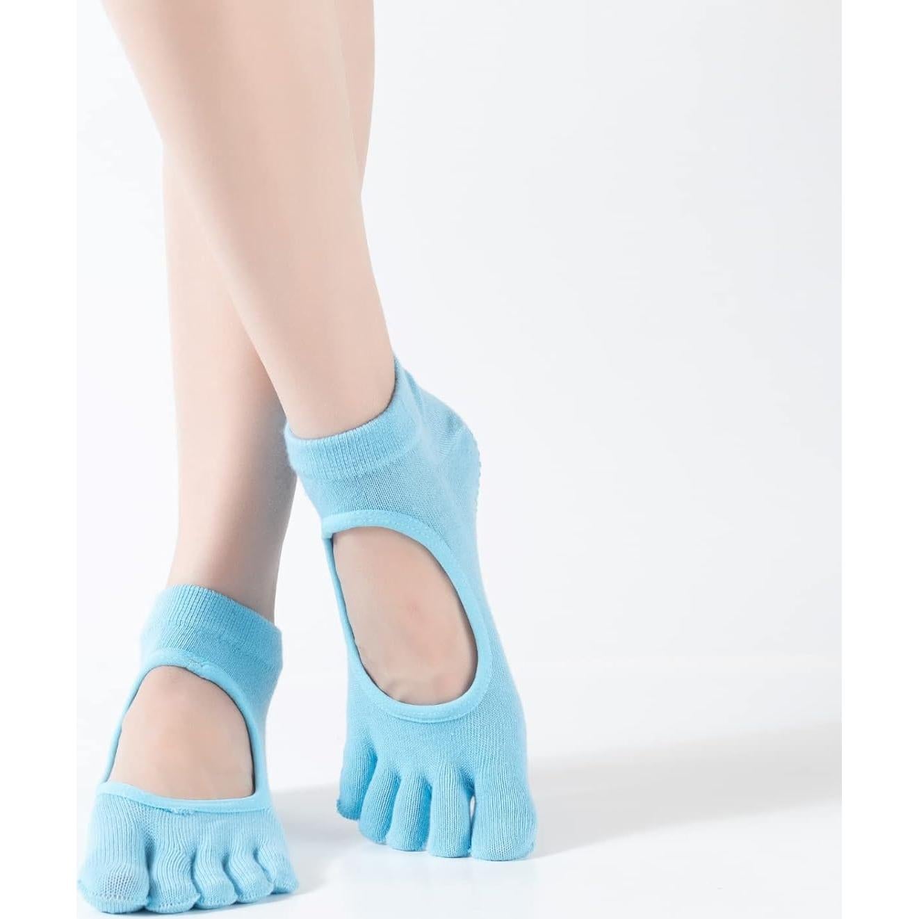 Calcetines de Yoga Antideslizantes para Mujeres - Sin Dedos, Negro