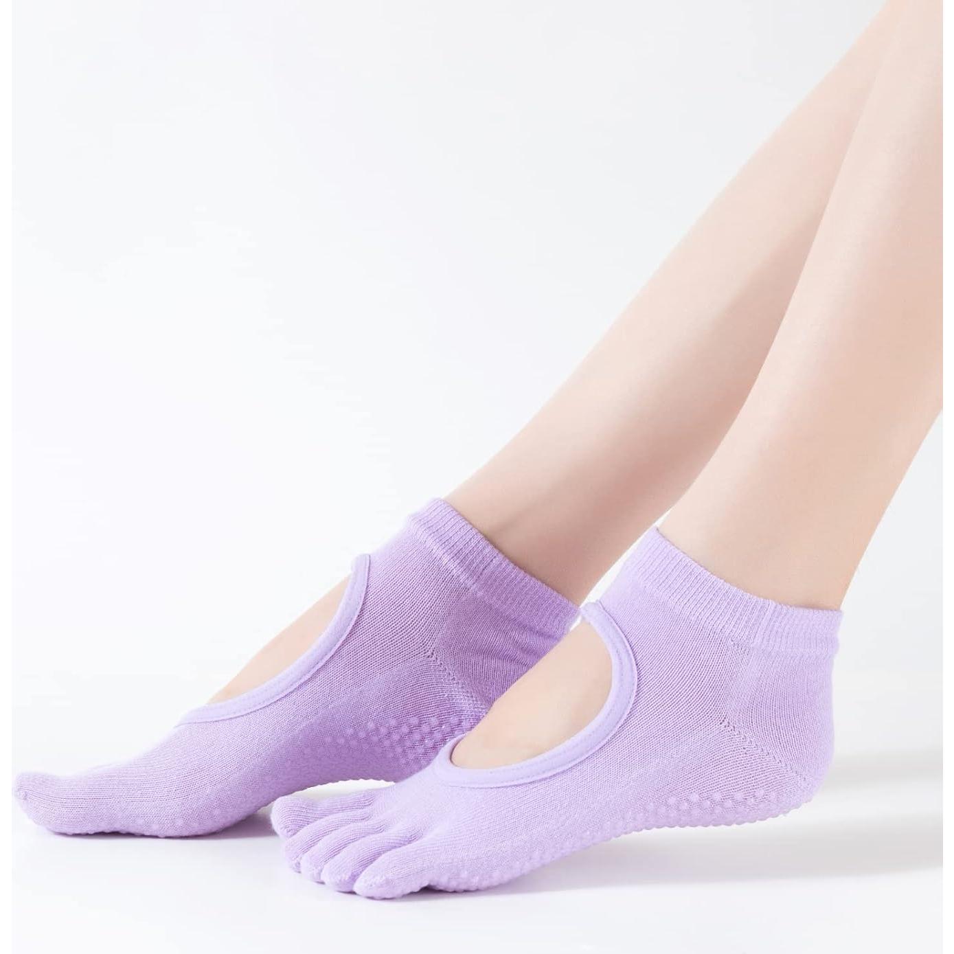 Calcetines de Yoga Antideslizantes para Mujeres - Sin Dedos, Negro