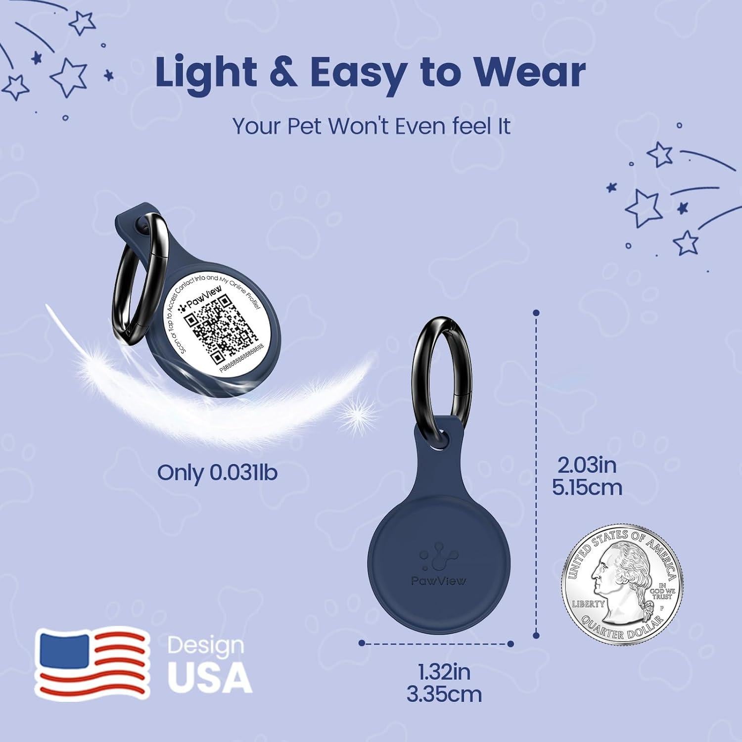 Dog ID Tag with QR Code & NFC, Silent Silicone Dog Name Tags Personalized for Pets- Scan QR for Instant Location Alert, Emergency Contact and Modifiable Pet Profile (Blue)