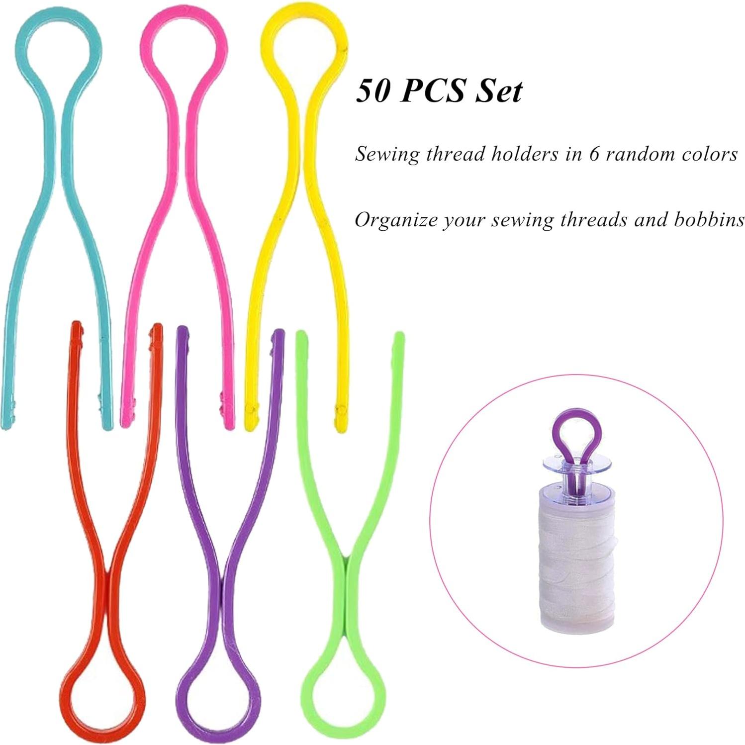 50 Sujetadores de Hilo LXLVOUEG en 6 Colores, Organizador de Bobinas
