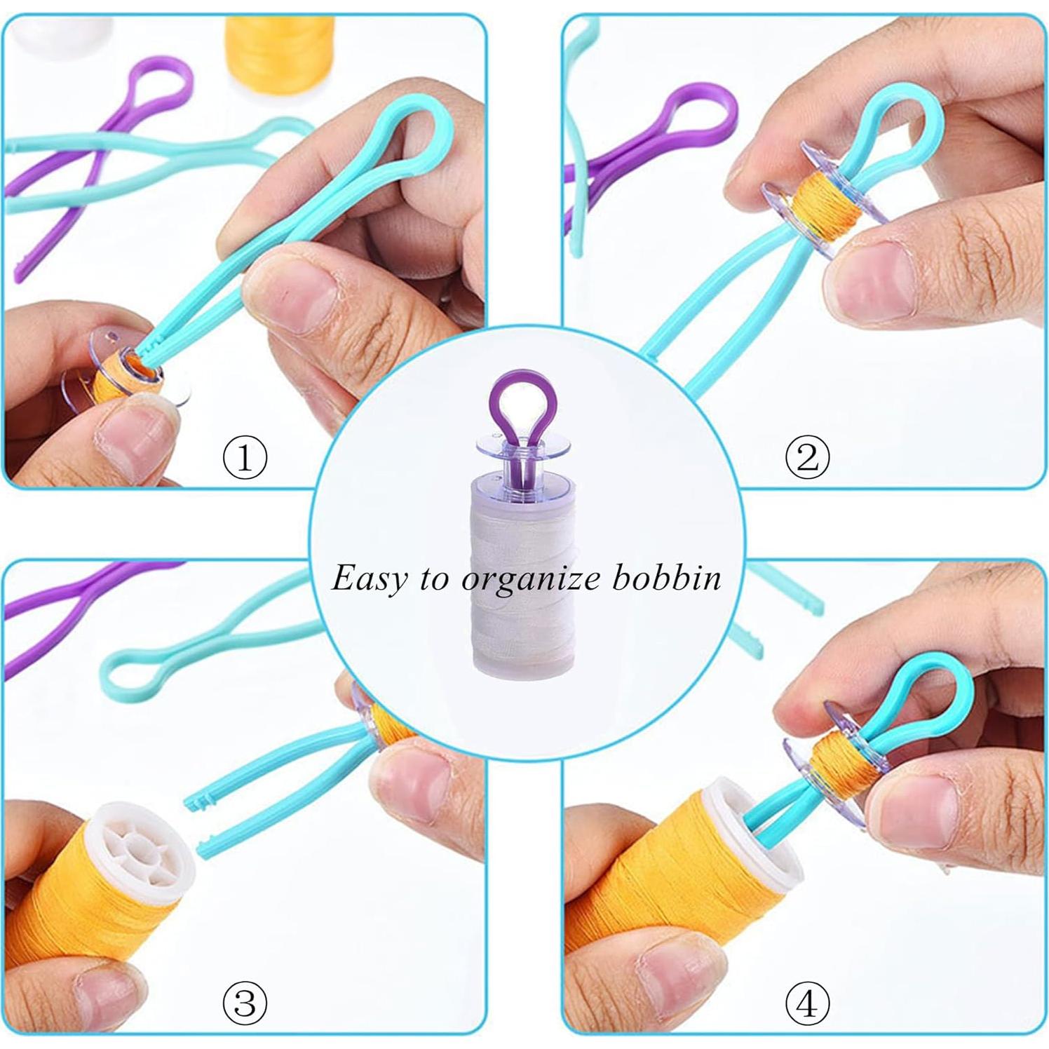 50 Sujetadores de Hilo LXLVOUEG en 6 Colores, Organizador de Bobinas
