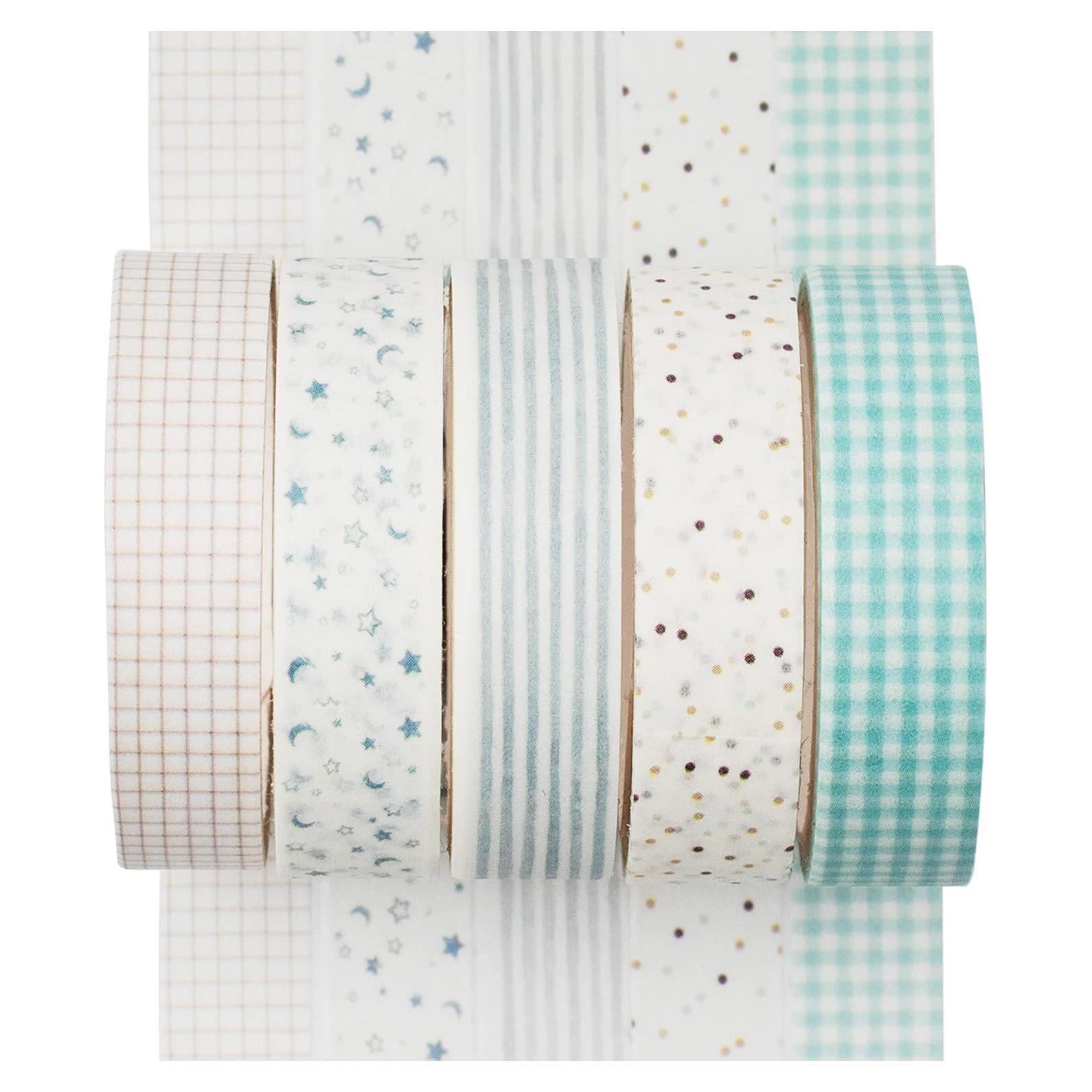 Conjunto de 5 Rollos de Cinta Washi YUBX Rocío Cian 10mm x 3m