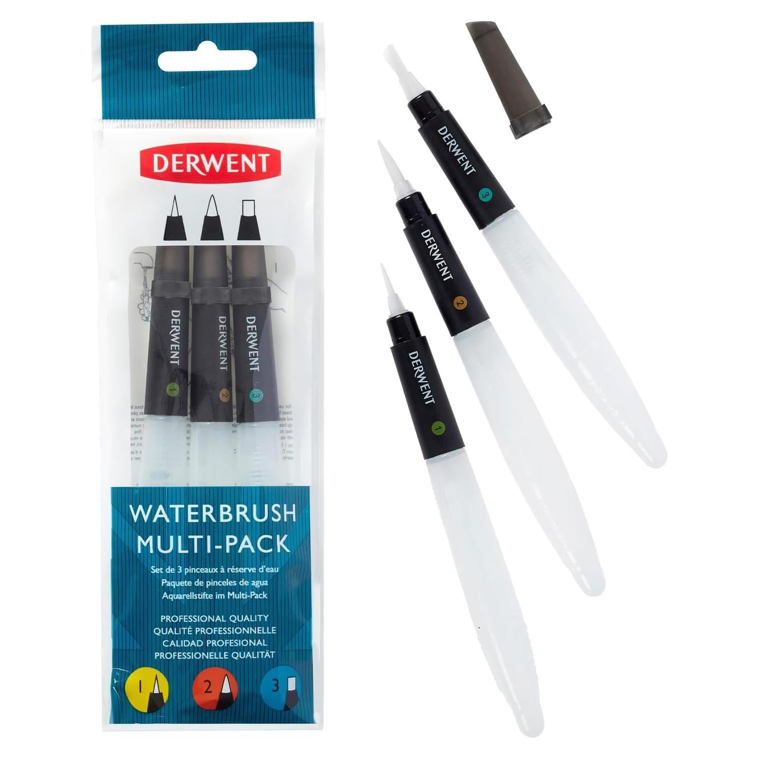 Juego de 3 Cepillos de Agua Derwent para Acuarela
